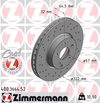 Tarcza hamulcowa ZIMMERMANN 400.3664.52