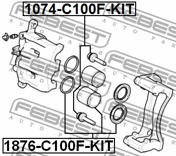 Sworzeń prowadzący  zacisk hamulca FEBEST 1074-C100F-KIT
