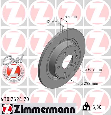 Tarcza hamulcowa ZIMMERMANN 430.2624.20