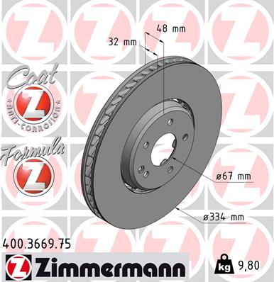 Tarcza hamulcowa ZIMMERMANN 400.3669.75