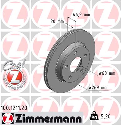 Tarcza hamulcowa ZIMMERMANN 100.1211.20