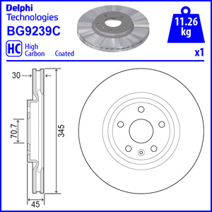 Tarcza hamulcowa DELPHI BG9239C