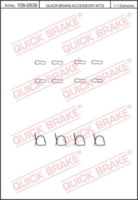Zestaw akcesoriów montażowych  klocków hamulcowych QUICK BRAKE 109-0939