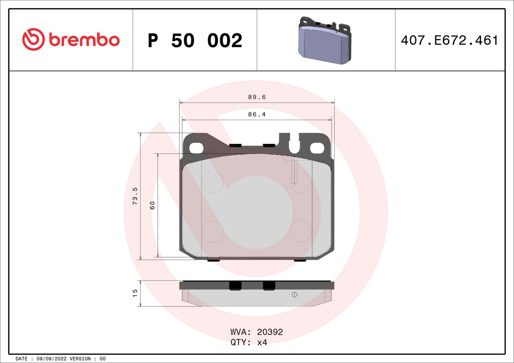 Klocki hamulcowe BREMBO P 50 002