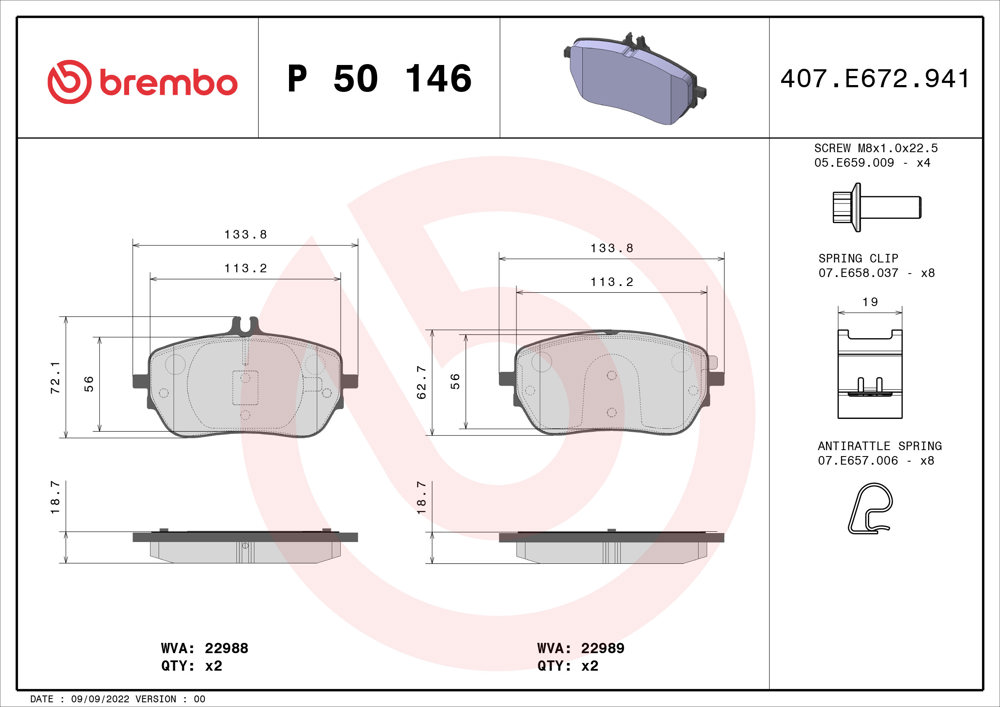 Klocki hamulcowe BREMBO P 50 146