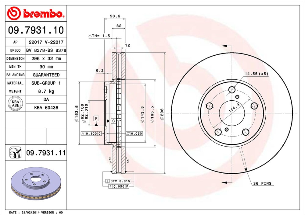 Tarcza hamulcowa BREMBO 09.7931.11
