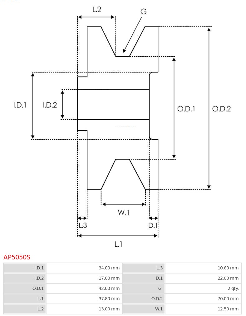 Koło pasowe, alternator AS-PL AP5050S