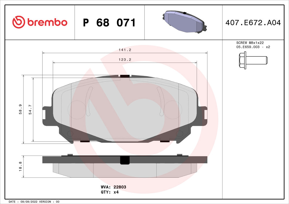 Klocki hamulcowe BREMBO P 68 071