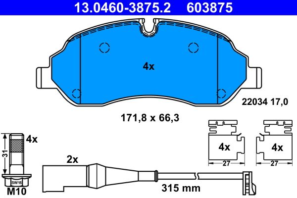 Klocki hamulcowe ATE 13.0460-3875.2