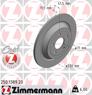 Tarcza hamulcowa ZIMMERMANN 250.1389.20