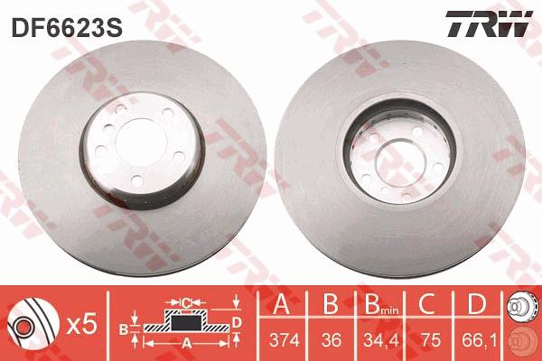 Tarcza hamulcowa TRW DF6623S