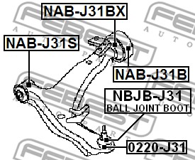 Tuleja wahacza FEBEST NAB-J31BX