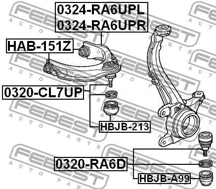 Sworzeń wahacza FEBEST 0320-RA6D