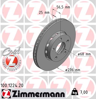 Tarcza hamulcowa ZIMMERMANN 100.1224.20