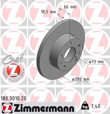 Tarcza hamulcowa ZIMMERMANN 180.3010.20