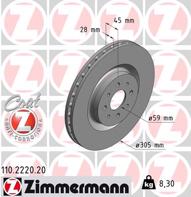 Tarcza hamulcowa ZIMMERMANN 110.2220.20