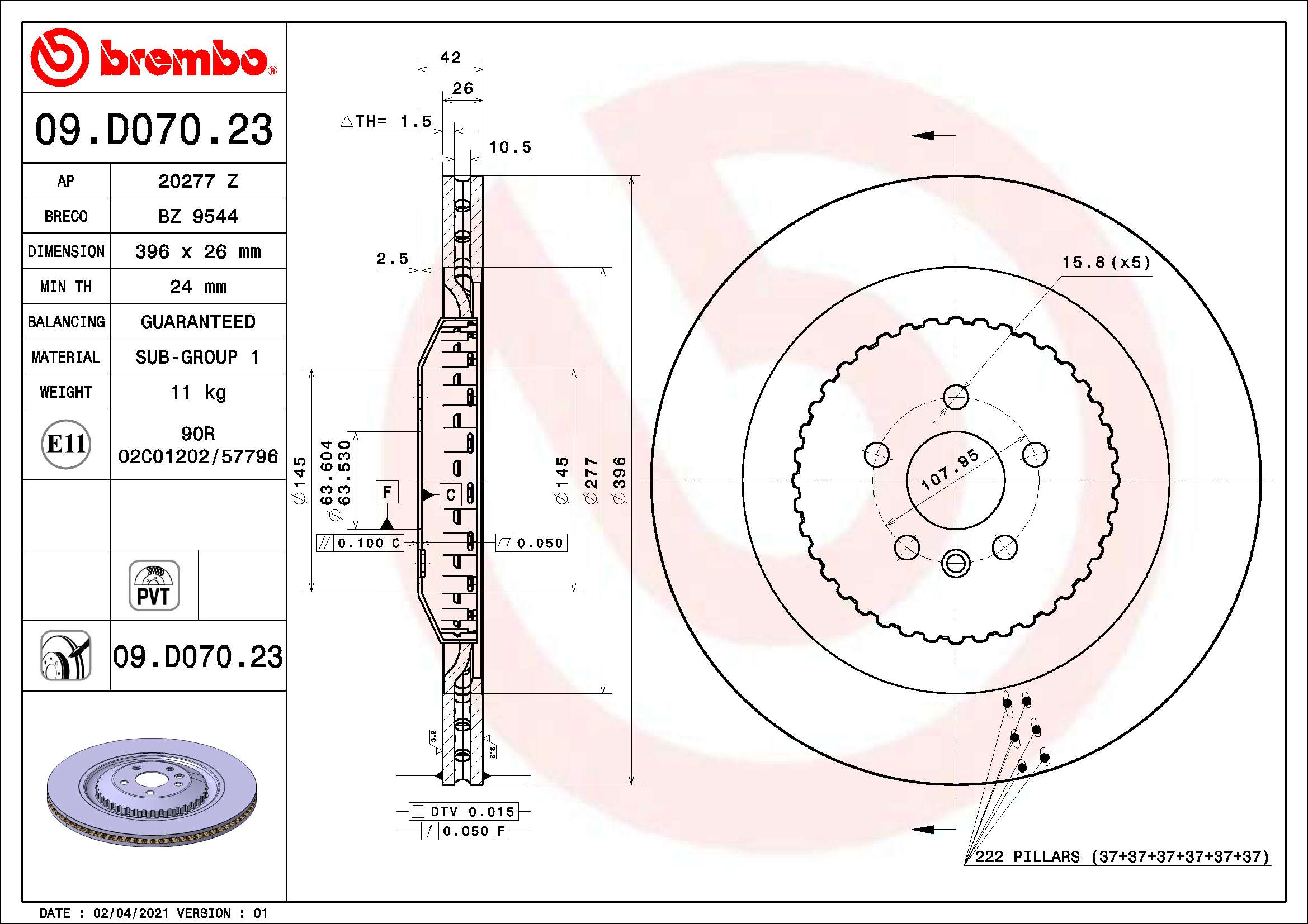 Tarcza hamulcowa BREMBO 09.D070.23