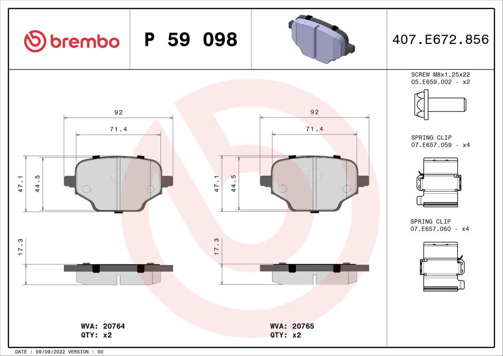 Klocki hamulcowe BREMBO P 59 098
