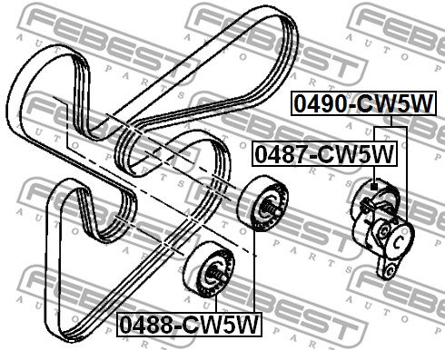 Rolka napinacza paska osprzętu FEBEST 0487-CW5W