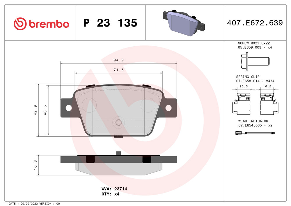 Klocki hamulcowe BREMBO P 23 135