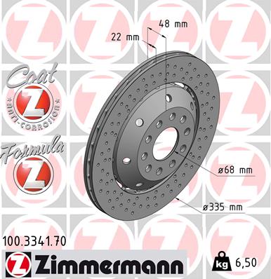 Tarcza hamulcowa ZIMMERMANN 100.3341.70