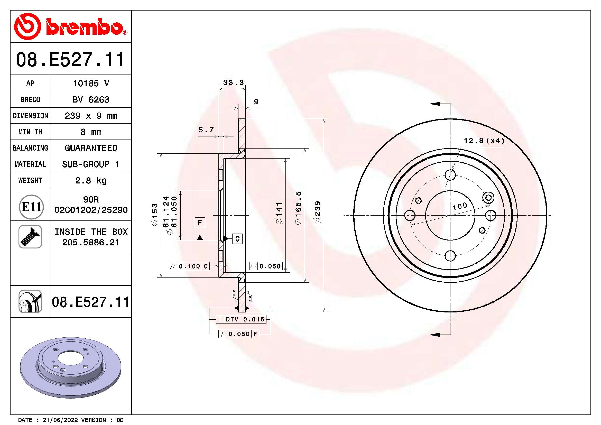 Tarcza hamulcowa BREMBO 09.E528.11