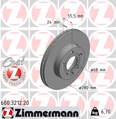 Tarcza hamulcowa ZIMMERMANN 600.3212.20