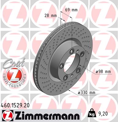 Tarcza hamulcowa ZIMMERMANN 460.1529.20