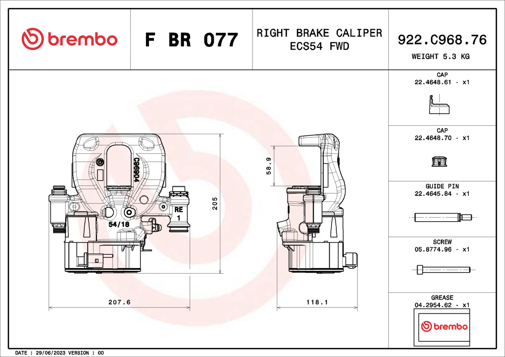Zacisk hamulca BREMBO F BR 077