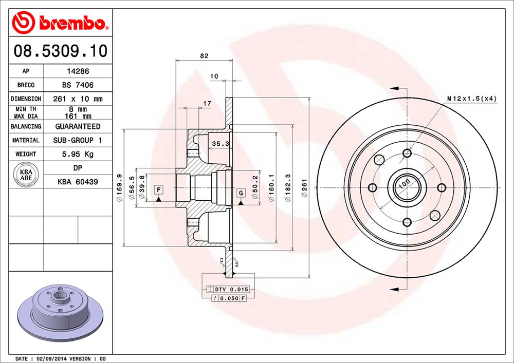 Tarcza hamulcowa BREMBO 08.5309.10