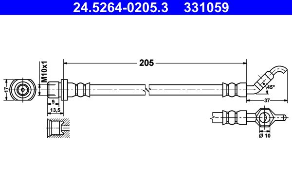 Przewód hamulcowy elastyczny ATE 24.5264-0205.3