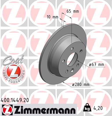 Tarcza hamulcowa ZIMMERMANN 400.1449.20