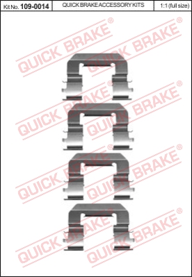 Zestaw akcesoriów montażowych  klocków hamulcowych QUICK BRAKE 109-0014