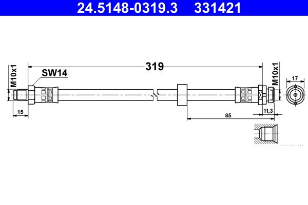 Przewód hamulcowy elastyczny ATE 24.5148-0319.3
