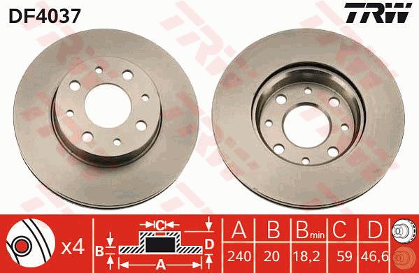 Tarcza hamulcowa TRW DF4037