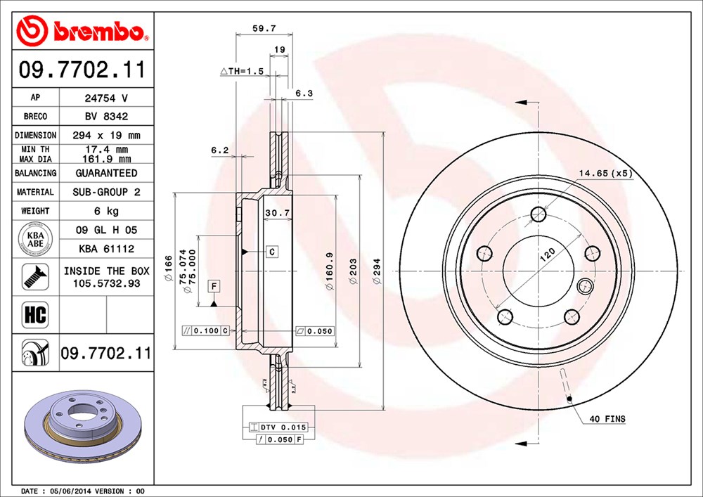 Tarcza hamulcowa BREMBO 09.7702.11