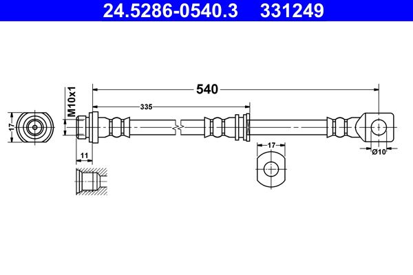 Przewód hamulcowy elastyczny ATE 24.5286-0540.3