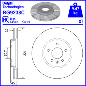 Tarcza hamulcowa DELPHI BG9238C