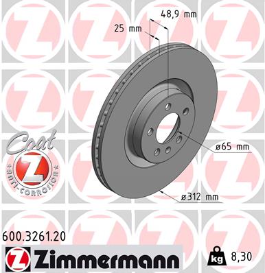 Tarcza hamulcowa ZIMMERMANN 600.3261.20