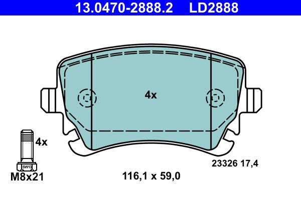 Klocki hamulcowe ATE 13.0470-2888.2