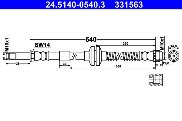 Przewód hamulcowy elastyczny ATE 24.5140-0540.3