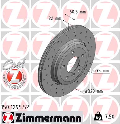 Tarcza hamulcowa ZIMMERMANN 150.1295.52