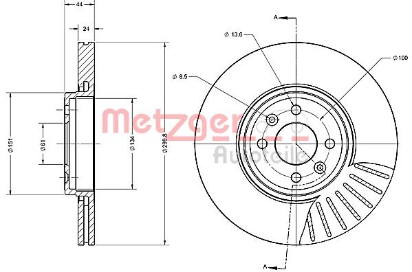 Tarcza hamulcowa METZGER 6110377