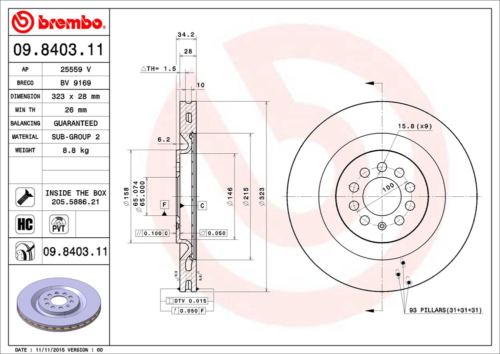 Tarcza hamulcowa BREMBO 09.8403.11