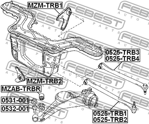 Wahacz zawieszenia koła FEBEST 0525-TRB3