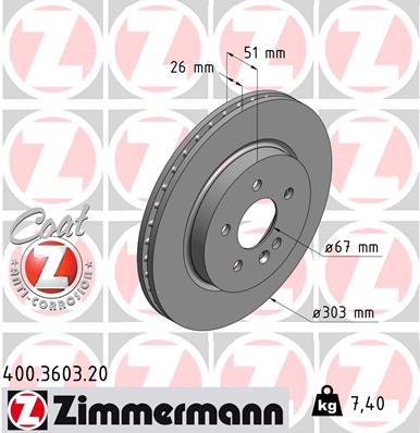 Tarcza hamulcowa ZIMMERMANN 400.3603.20