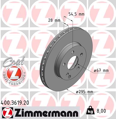 Tarcza hamulcowa ZIMMERMANN 400.3619.20