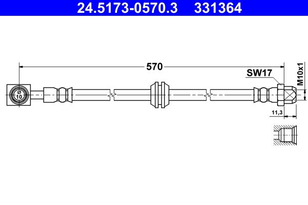 Przewód hamulcowy elastyczny ATE 24.5173-0570.3
