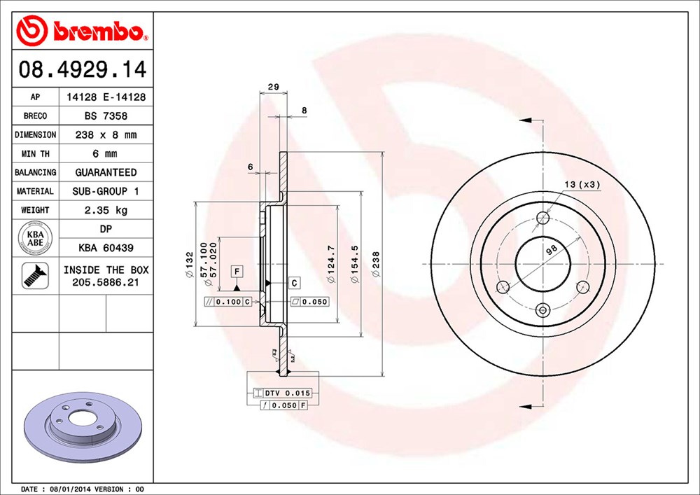 Tarcza hamulcowa BREMBO 08.4929.14