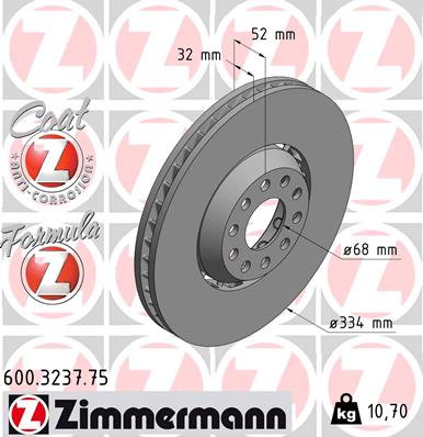 Tarcza hamulcowa ZIMMERMANN 600.3237.75